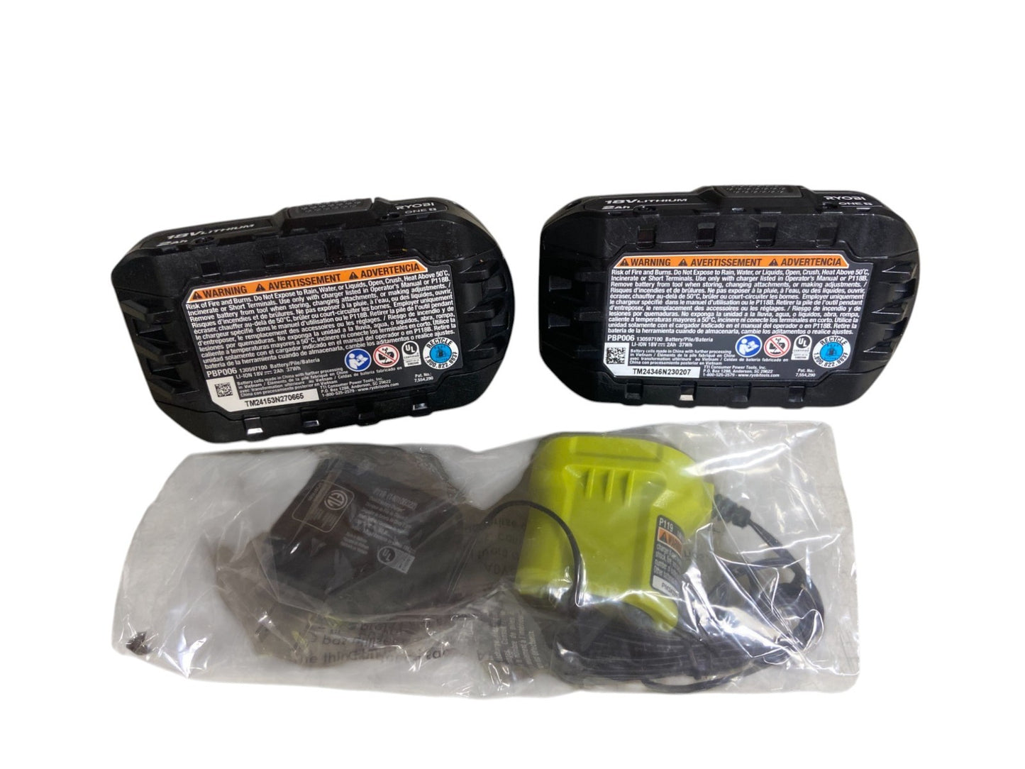 RYOBI PBP006 ONE+ 18V Lithium-Ion 2.0 Ah Battery Kit (2 Batteries & 1 Charger)
