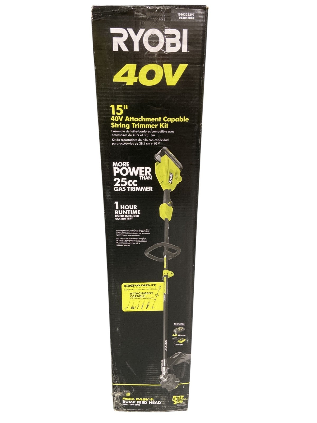 Ryobi 40V 15" Cordless Battery String Trimmer Kit w/ Battery & Charger RY40ST01K
