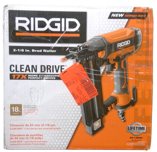 RIDGID R213BNF 18-Gauge 2-1/8" Brad Nailer with CLEAN DRIVE Technology