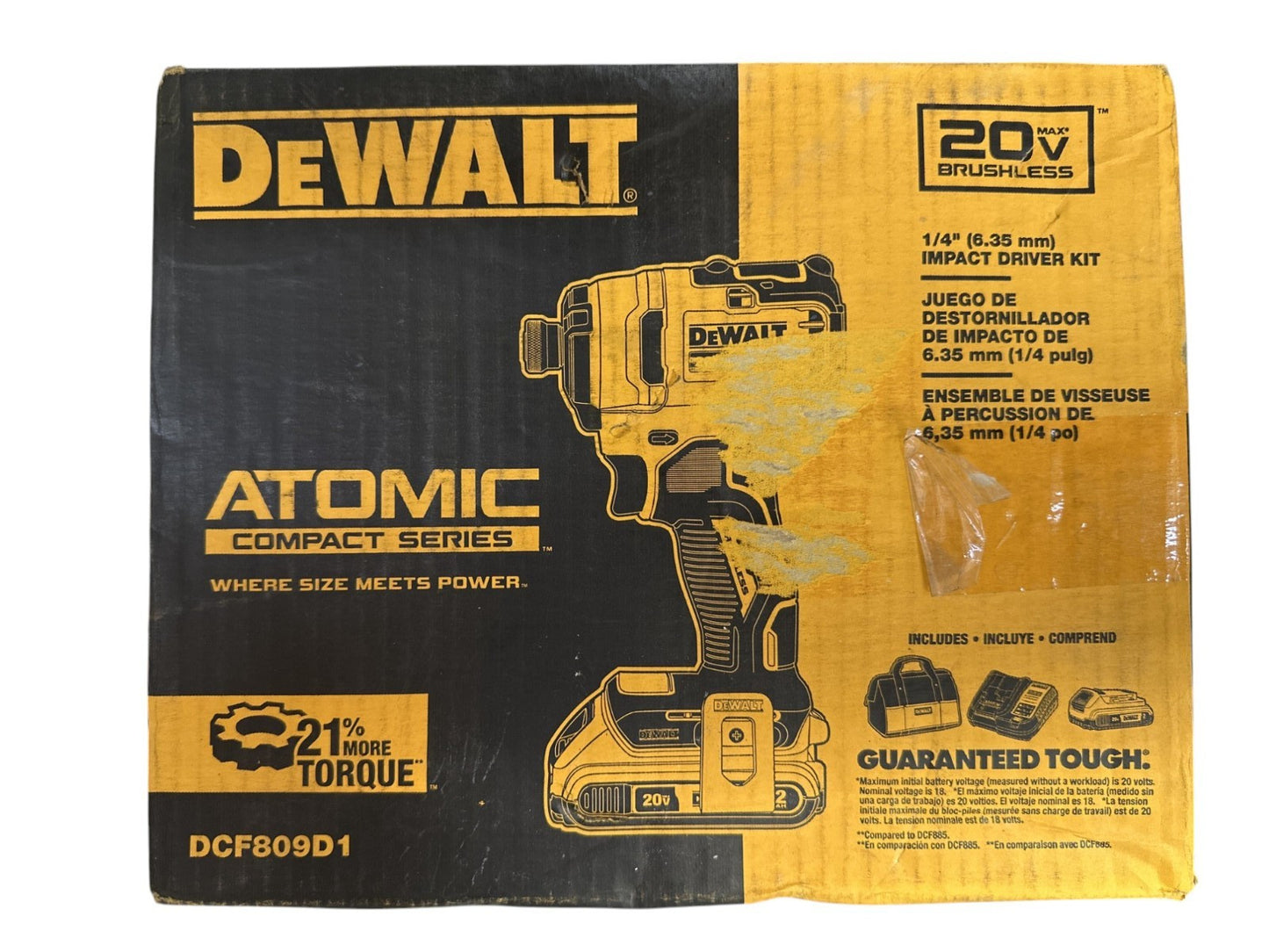 Dewalt DCF809D1 Atomic 20V Brushless 1/4" Impact Driver Kit -USED-