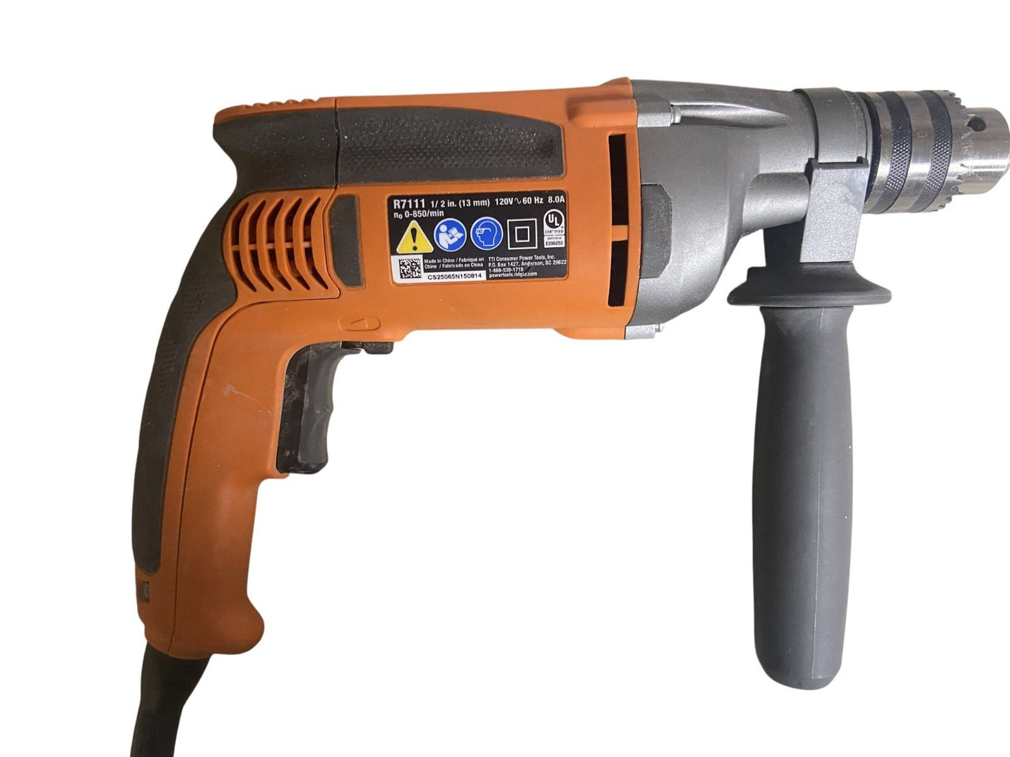 Ridgid 8 Amp 1/2" Variable Speed Reversible Drill - R7111 (No Depth Stop Rod)