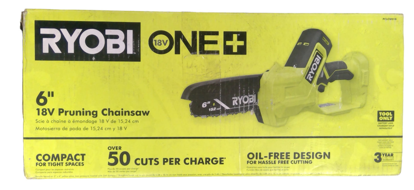 RYOBI PCLCW01B Compact Pruning Mini Chainsaw 6" Cordless (TOOL ONLY)