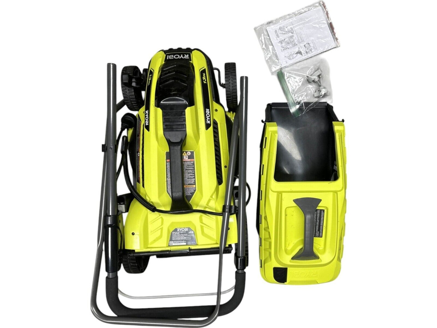 RYOBI Push Lawn Mower 13" Corded Electric Walk Behind, RYAC130-S-NO MULCH PLUG-