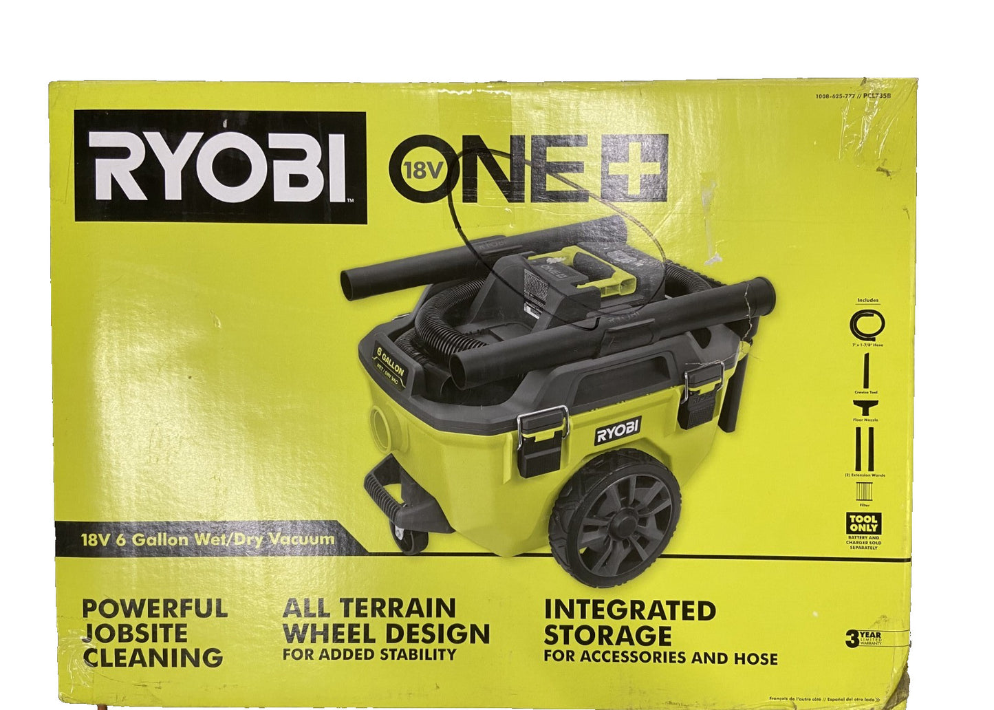 RYOBI PCL735B 18V Cordless 6 Gal. Wet Dry Vacuum (Tool Only)