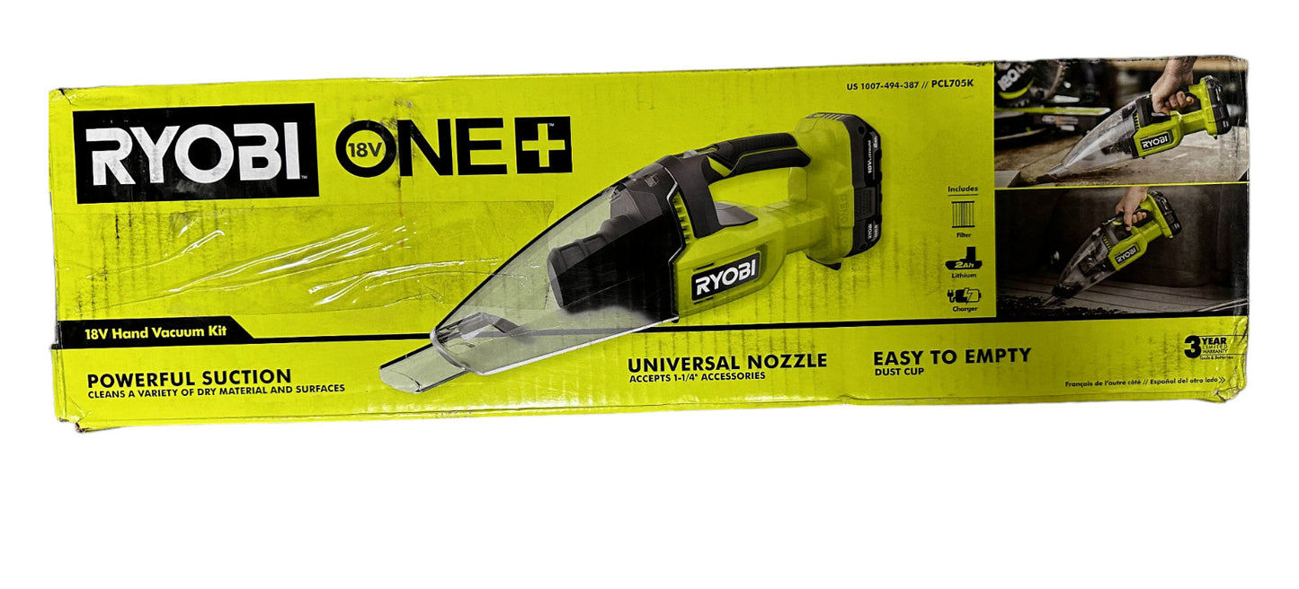 RYOBI PCL705K 18V ONE+ Multi-Surface Handheld Vacuum Kit