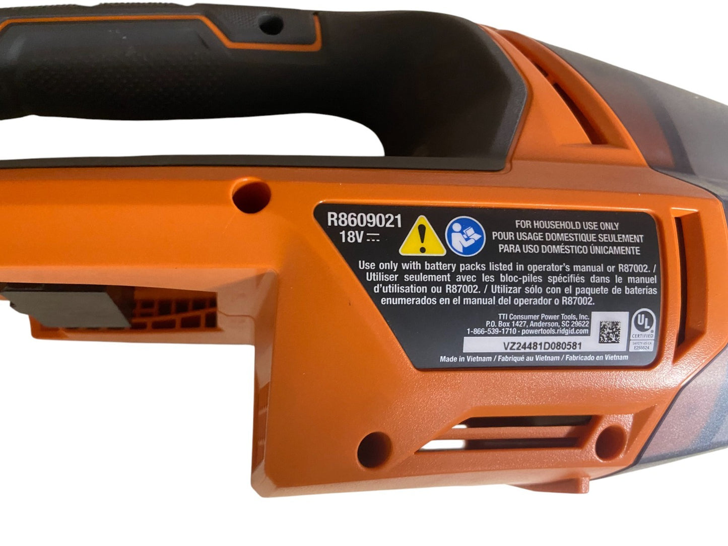 RIDGID 18V Hand Held Vacuum Cordless Compact Tool Only R8609021B