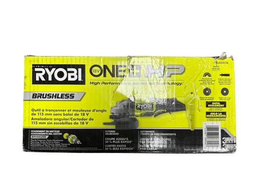 Ryobi One+ HP PBLAG01B Green Black 18 Volt Brushless Cordless Angle Grinder