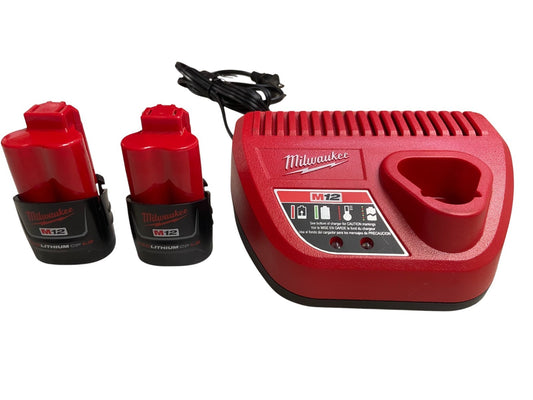 Milwaukee M12 12V 2.0Ah Battery Pack 2-Pack Starter Kit with Charger