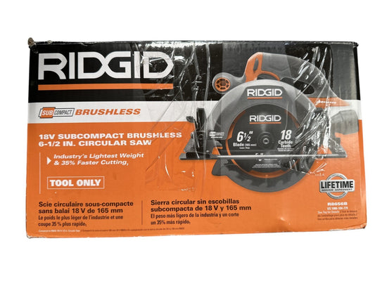 RIDGID R8656B 18v SubCompact Brushless 6-1/2" Circular Saw -TOOL ONLY-NO BLADE-