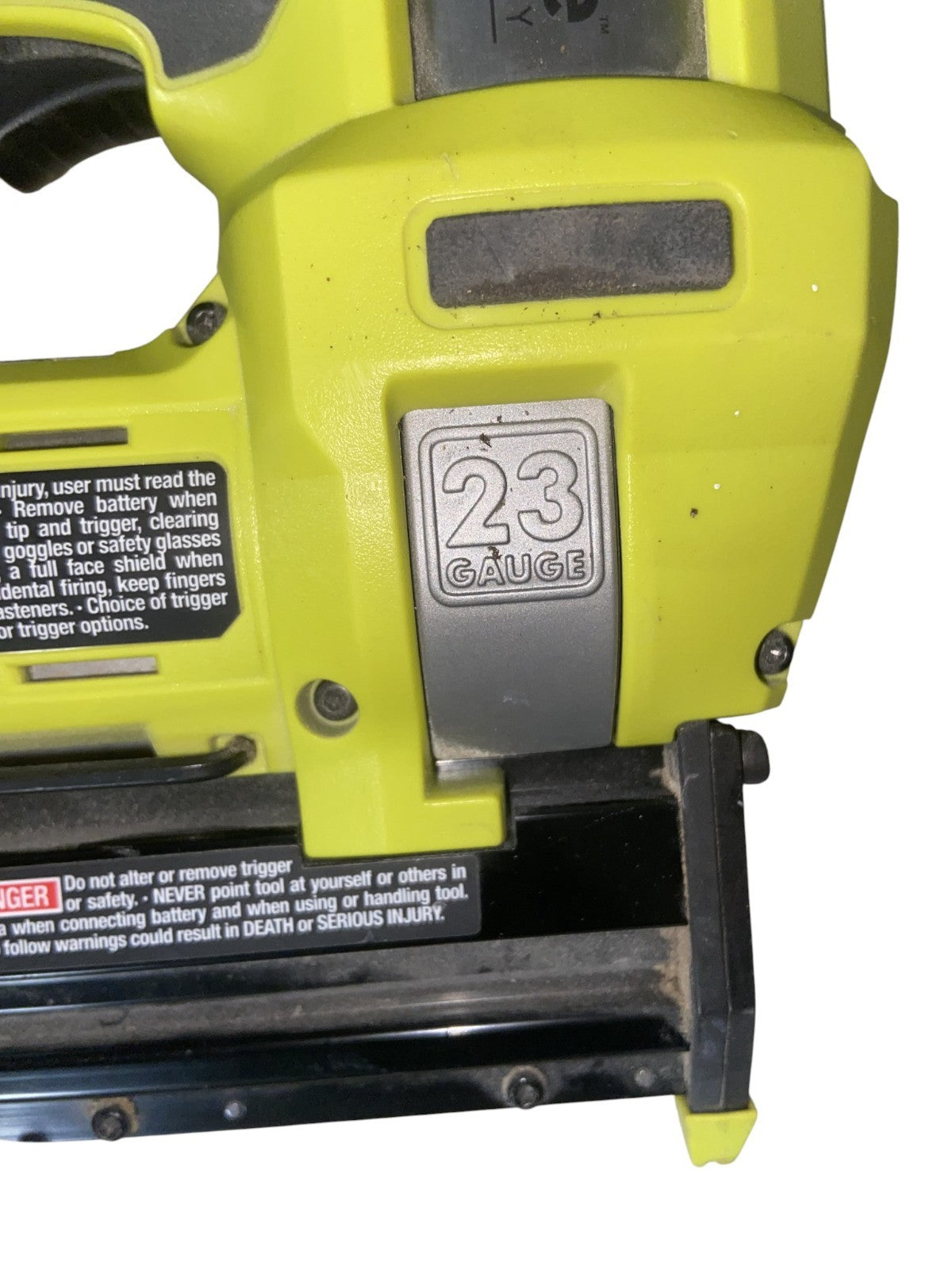 RYOBI PCL310B ONE+ 18v Airstrike 23ga Pin Nailer (Tool Only) - Writing On Item