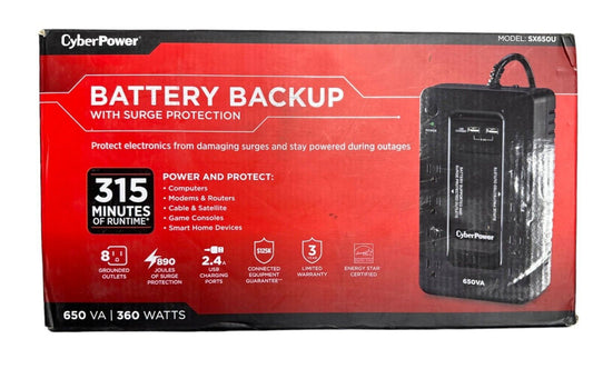 CyberPower SX650U 650VA / 360W UPS with USB cable -OPEN BOX-