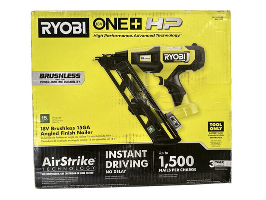 RYOBI PBL375B ONE+ HP 18V Brushless 15G 34 Angled Finish Nailer -Tool Only-