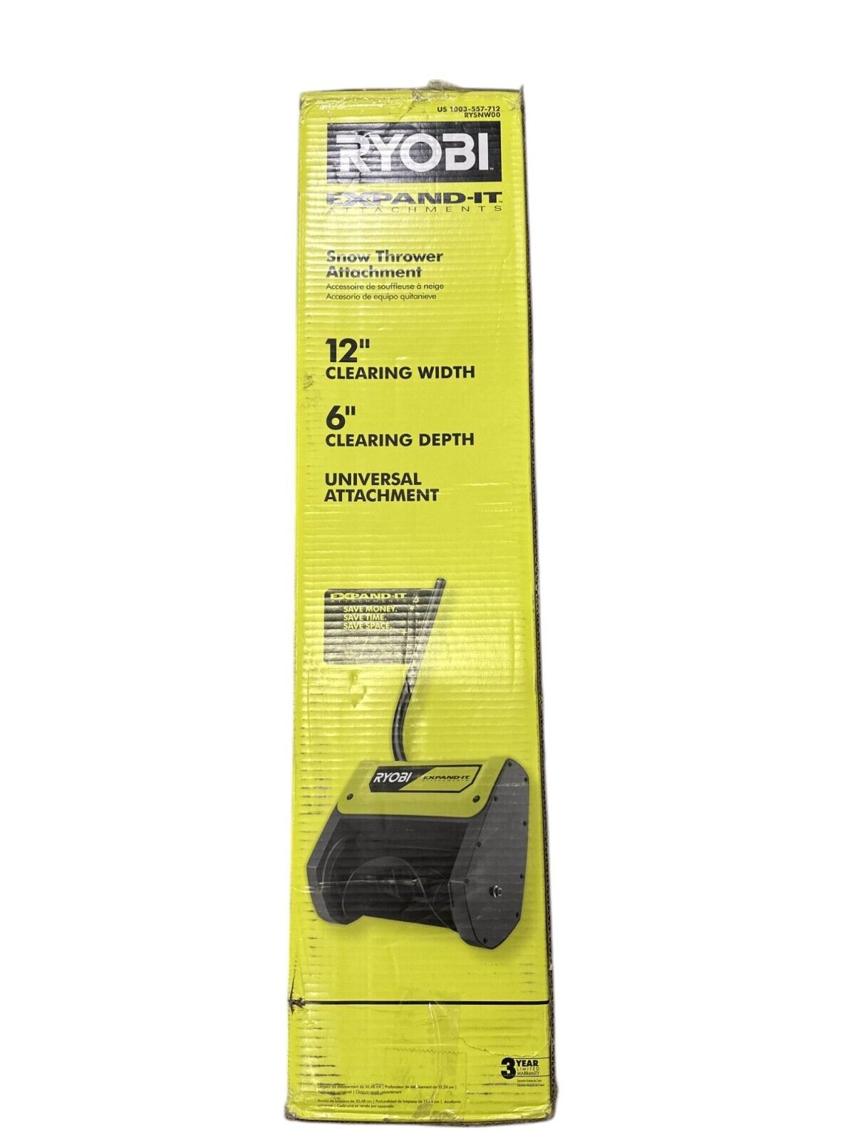 RYOBI Expand-It 12" Snow Thrower Shovel Attachment Green RYSNW00-OPEN BOX-