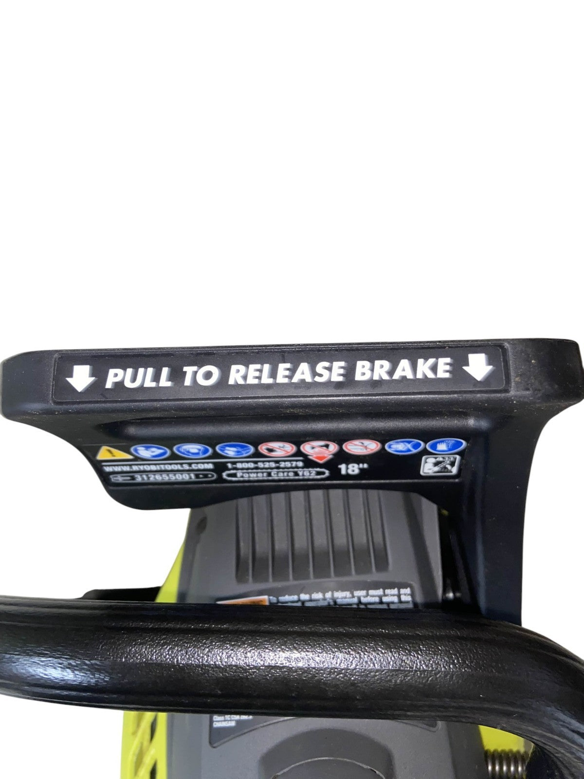 (BROKEN, FOR PARTS) Ryobi RY3818 2-Cycle 18" 38cc Gas Powered Chainsaw -NO CHAIN