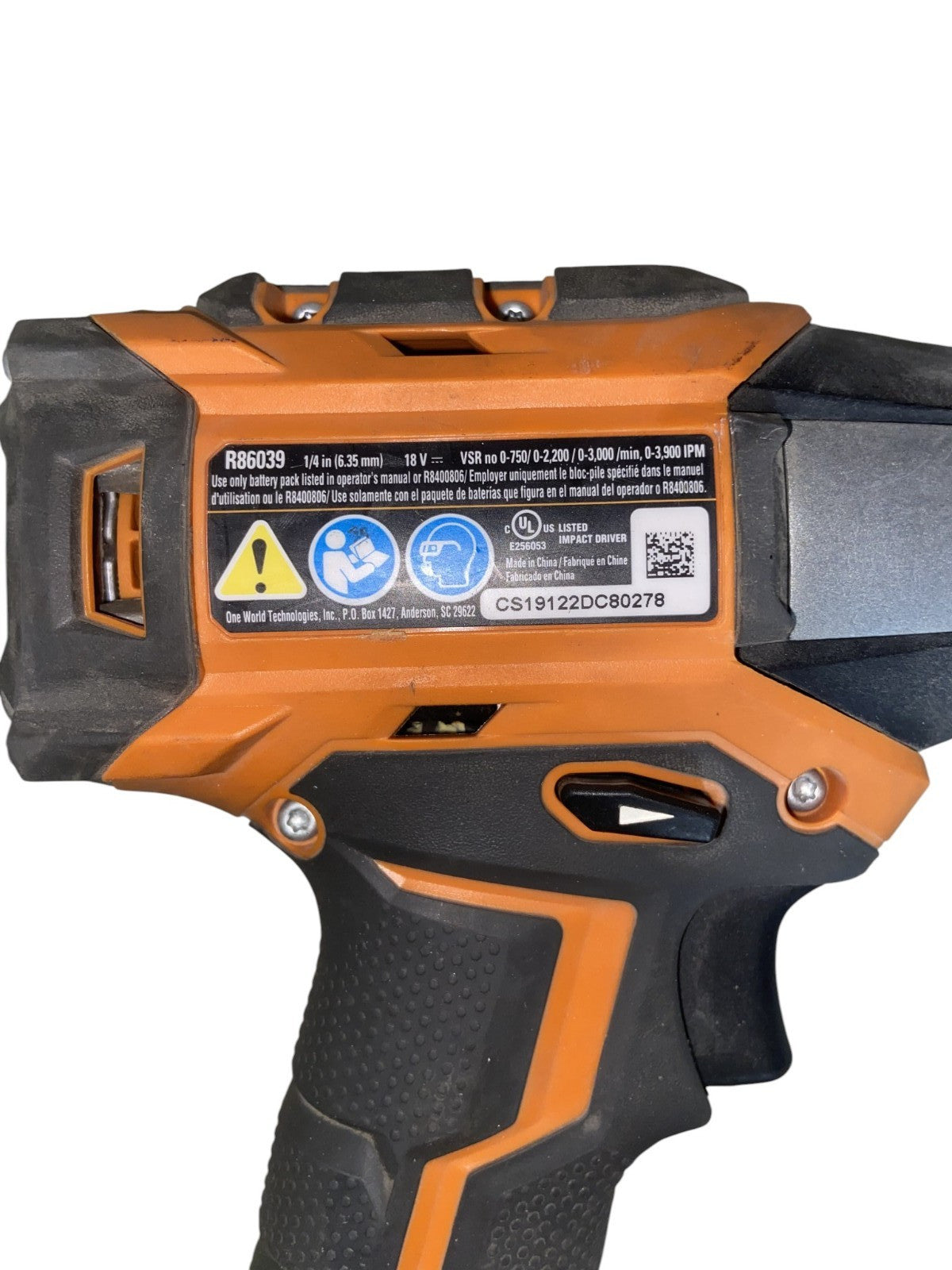 Ridgid Octane 18V Brushless 6 Mode 1/4” Inch Impact Driver (Tool Only) R86039B