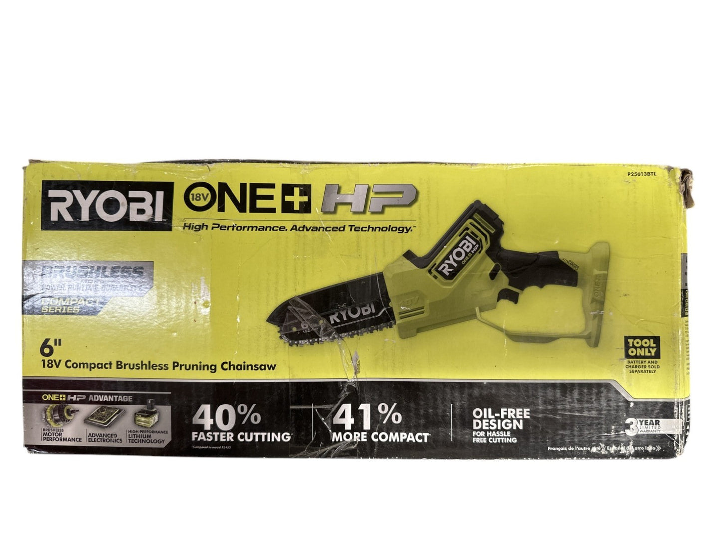 Ryobi P25013 ONE+ HP 18V Brushless 6" Compact Pruning Mini Chainsaw -USED-