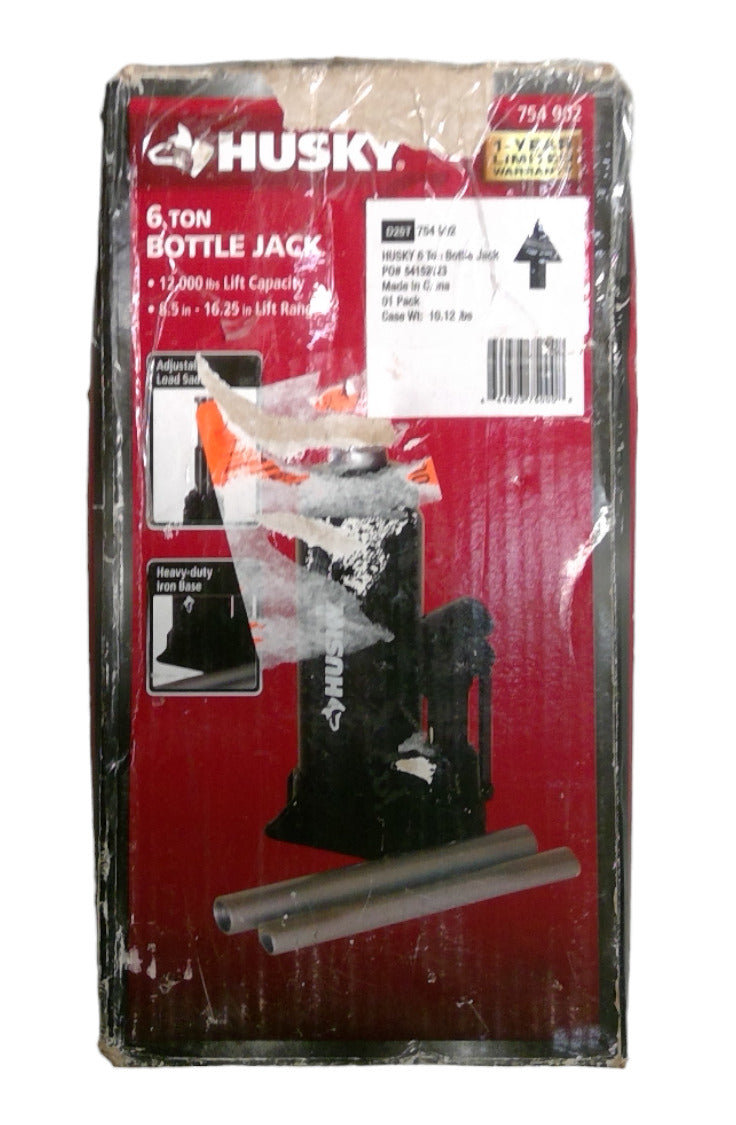 Husky Bottle Jack Iron Black 6-Ton 12000LB Capacity 8.5-16.25" Lift 754 902
