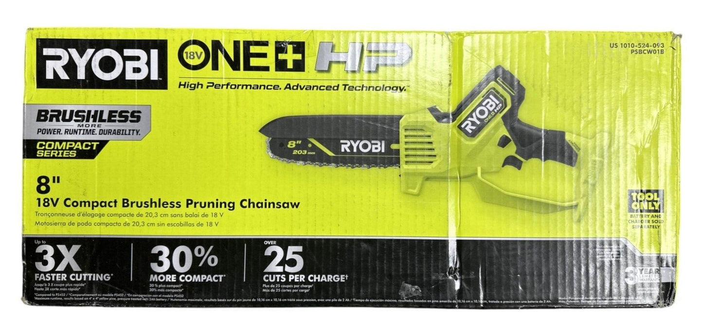 Ryobi PSBCW01B ONE+ HP 18V Brushless 8" Compact Pruning Mini Chainsaw-FOR PARTS-