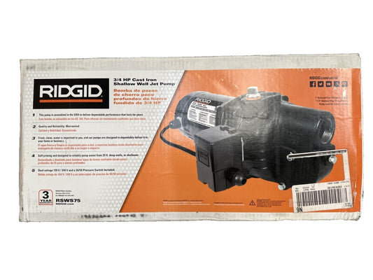 RIDGID 3/4 HP Cast Iron Shallow Well Jet Pump - RSWS75 -USED - UNTESTED