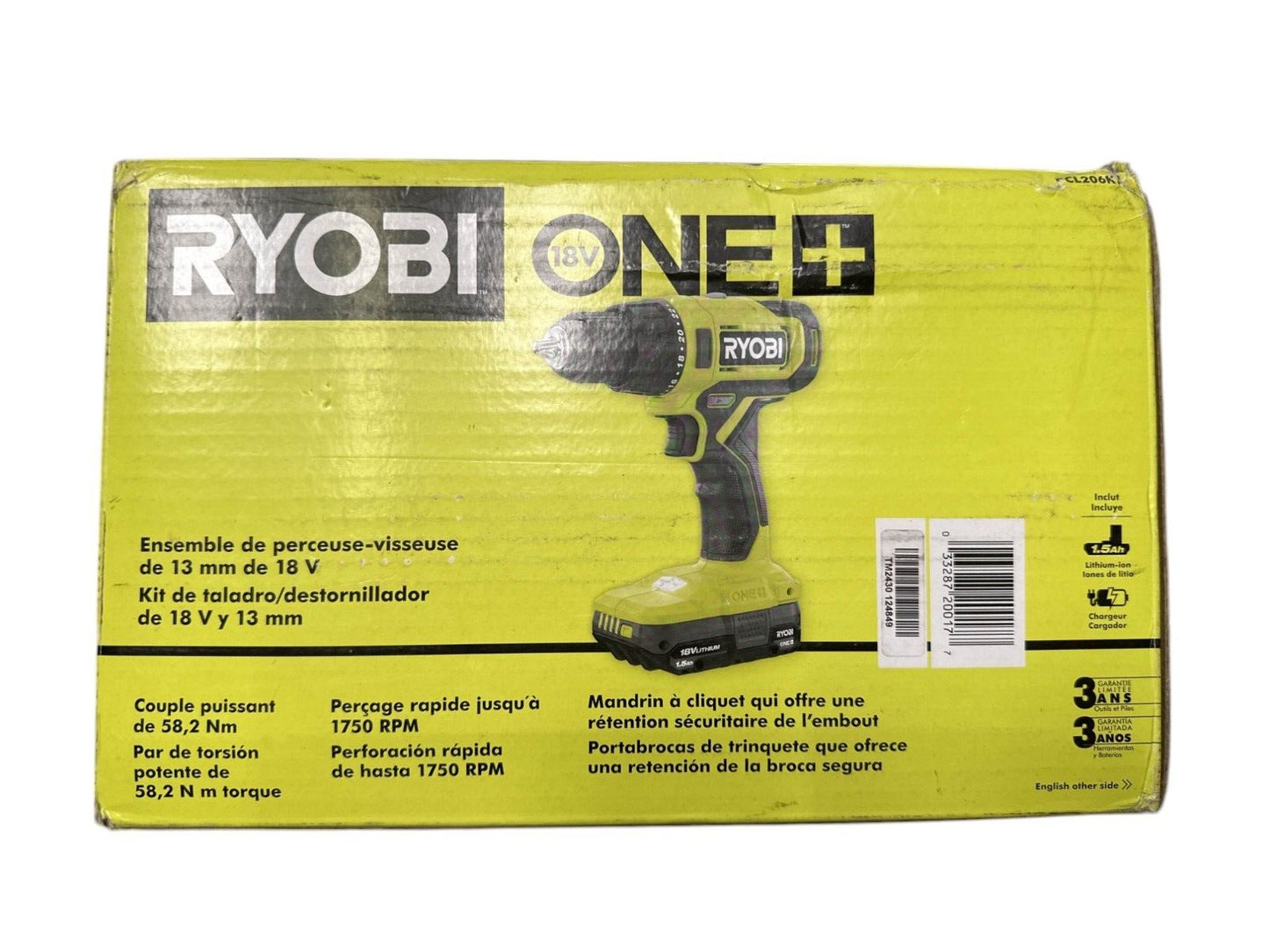 RYOBI 18v PCL206K1 Cordless Drill/Driver Kit w/ 1.5 Ah Battery & Charger