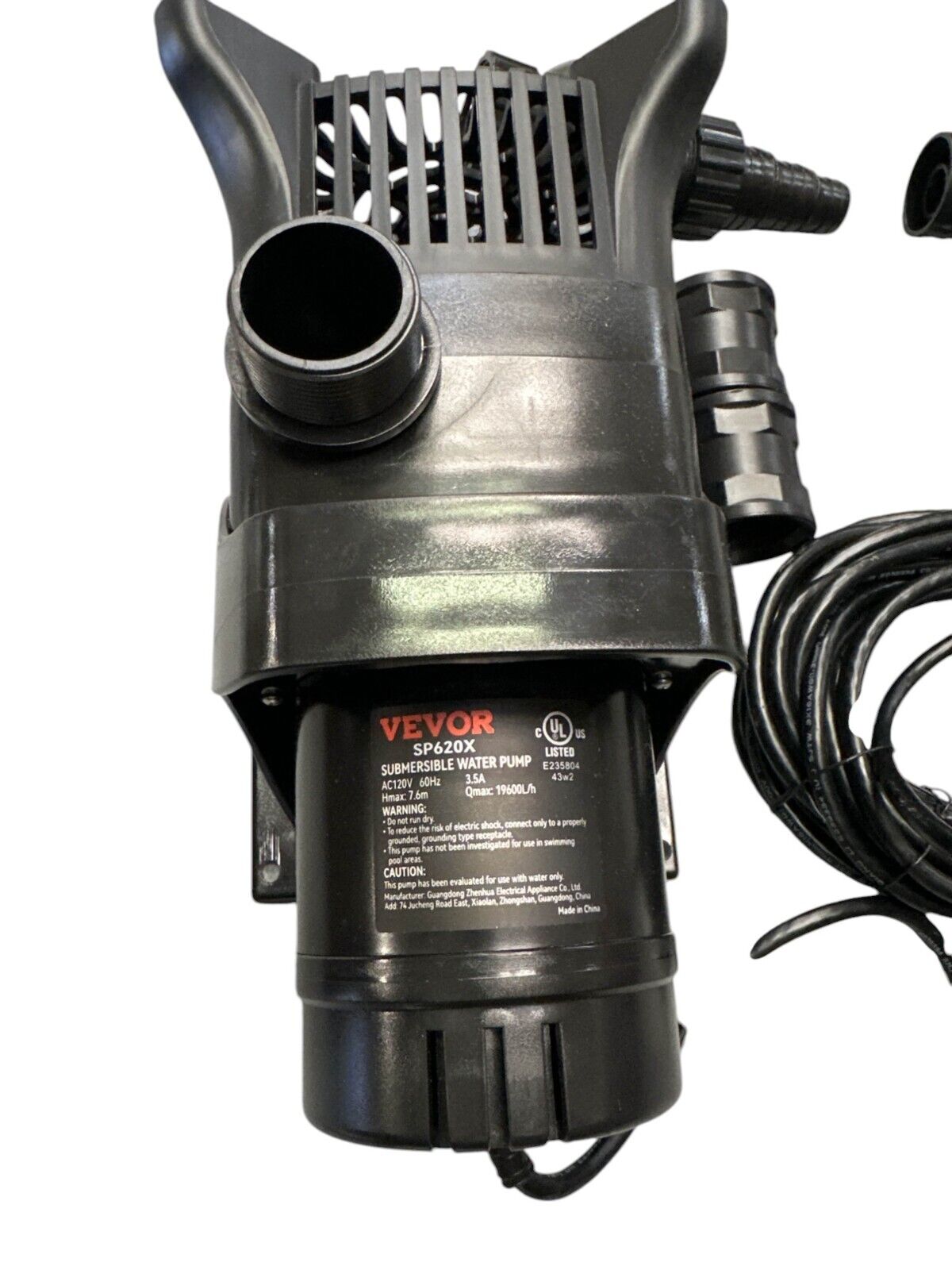 VEVOR  SP620X Submersible Water Pump AC 120v  60hz   3.5amp  7.6m. -OPEN BOX-