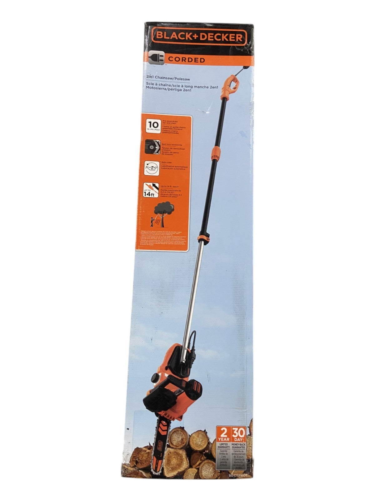Black & Decker BECSP601 8 Amp 10" 2-in-1 Pole Chainsaw - Cord torn