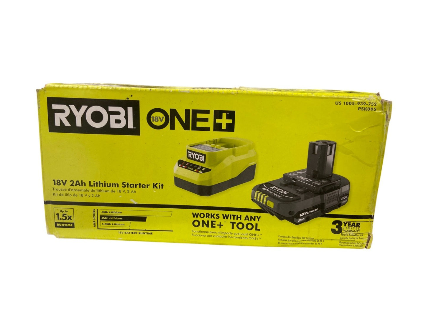 RYOBI 18V Lithium-Ion 2.0 Ah Compact Battery and Charger Starter Kit PSK005