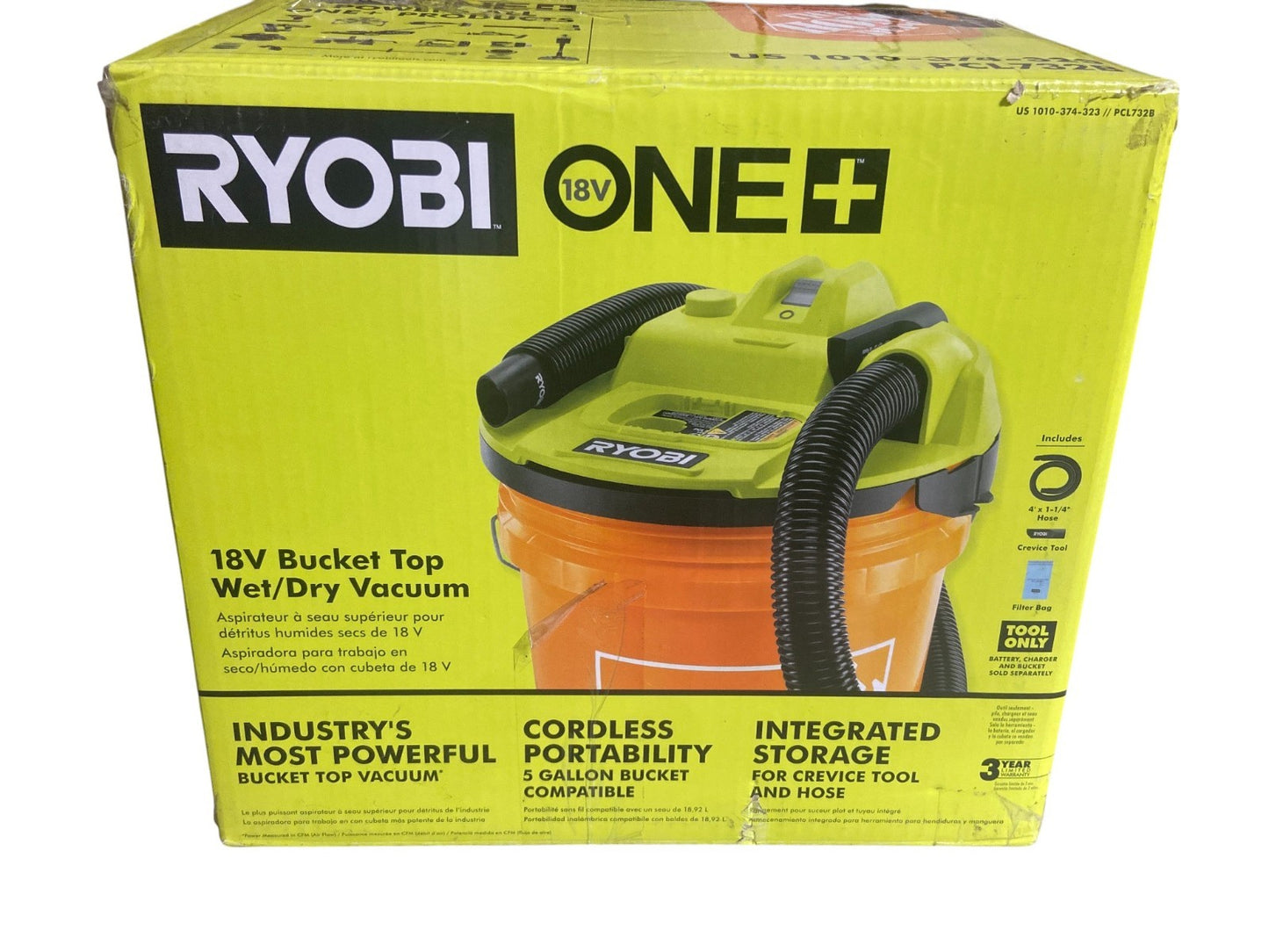Ryobi ONE+ 18V Cordless 5 Gal. Bucket Top Wet/Dry Vacuum (Tool Only) PCL732B