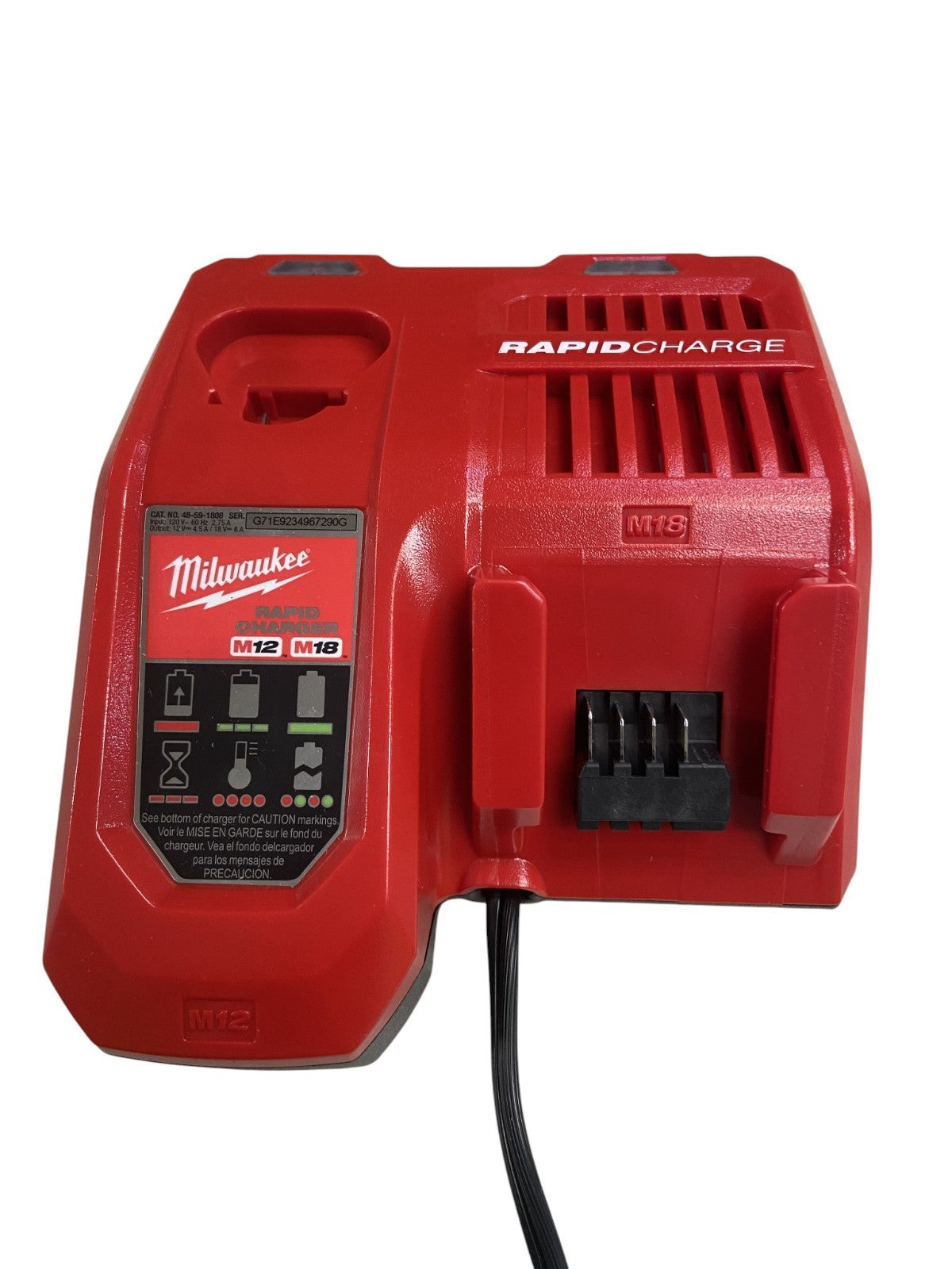 Milwaukee RAPID Charger 48-59-1808 M18 M12, 18 Volt 12 Volt, OEM 18V