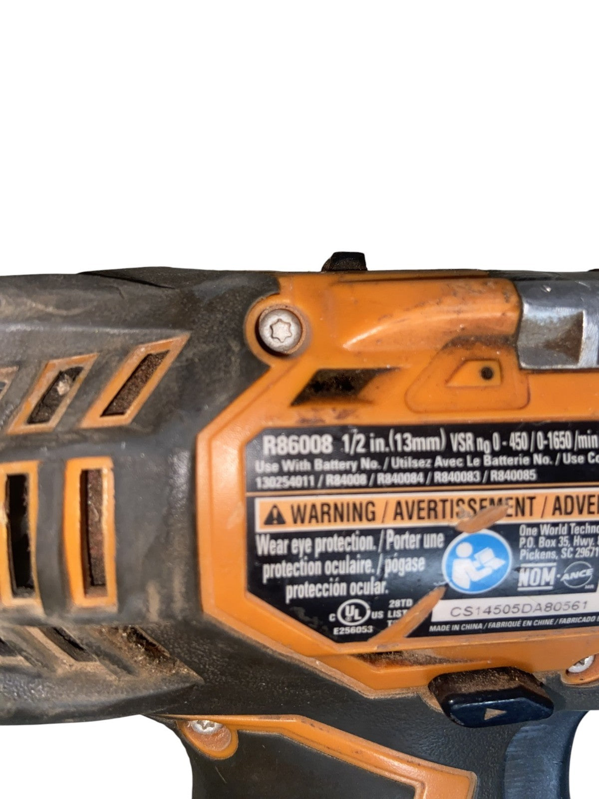 Ridgid R86008 18V Li-Ion 1/2" Cordless Drill Driver - Tool Only (Dirty)