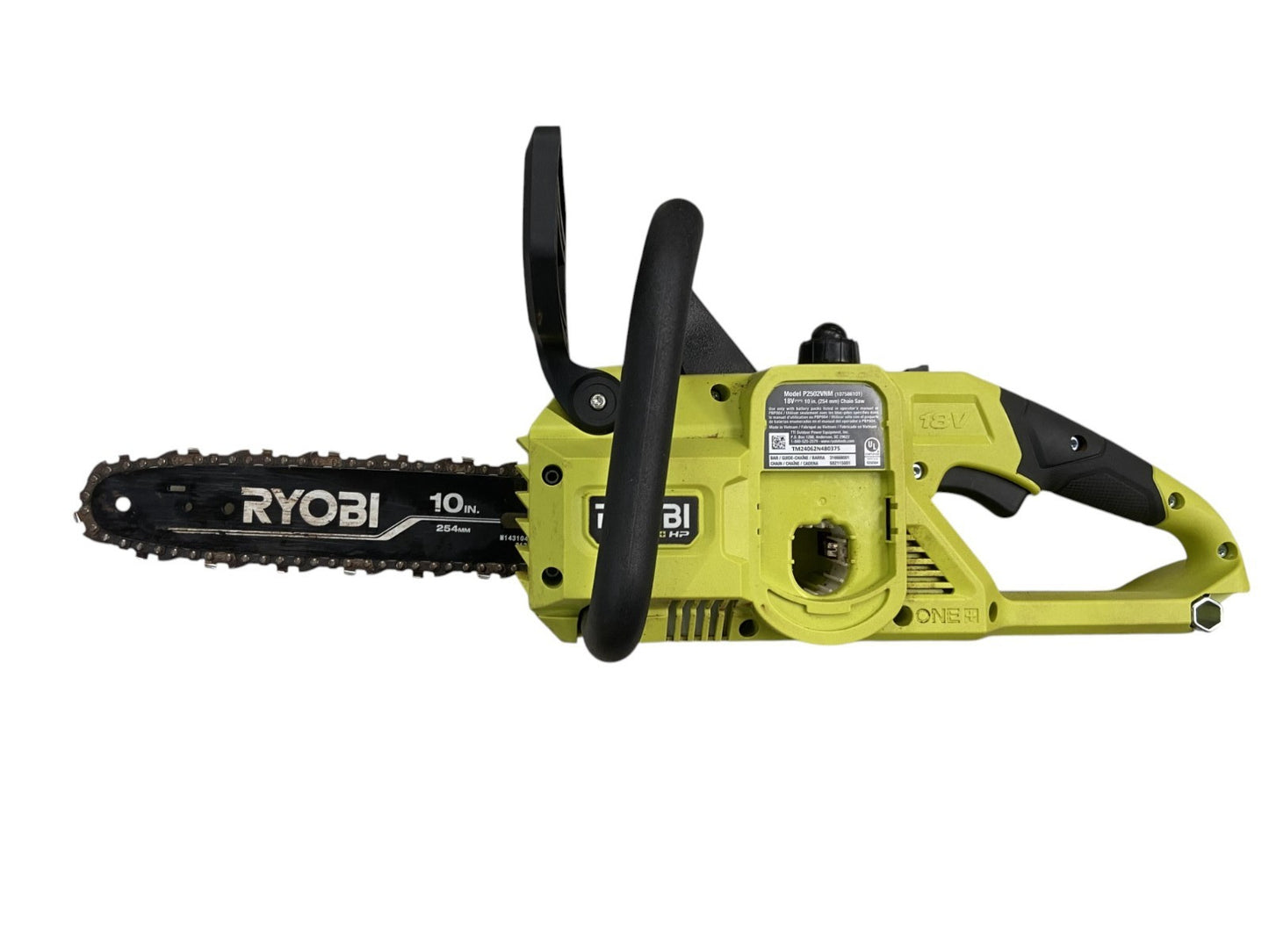 RYOBI P2502 18v 10" Brushless Chainsaw (TOOL ONLY) - DIRTY BLADE