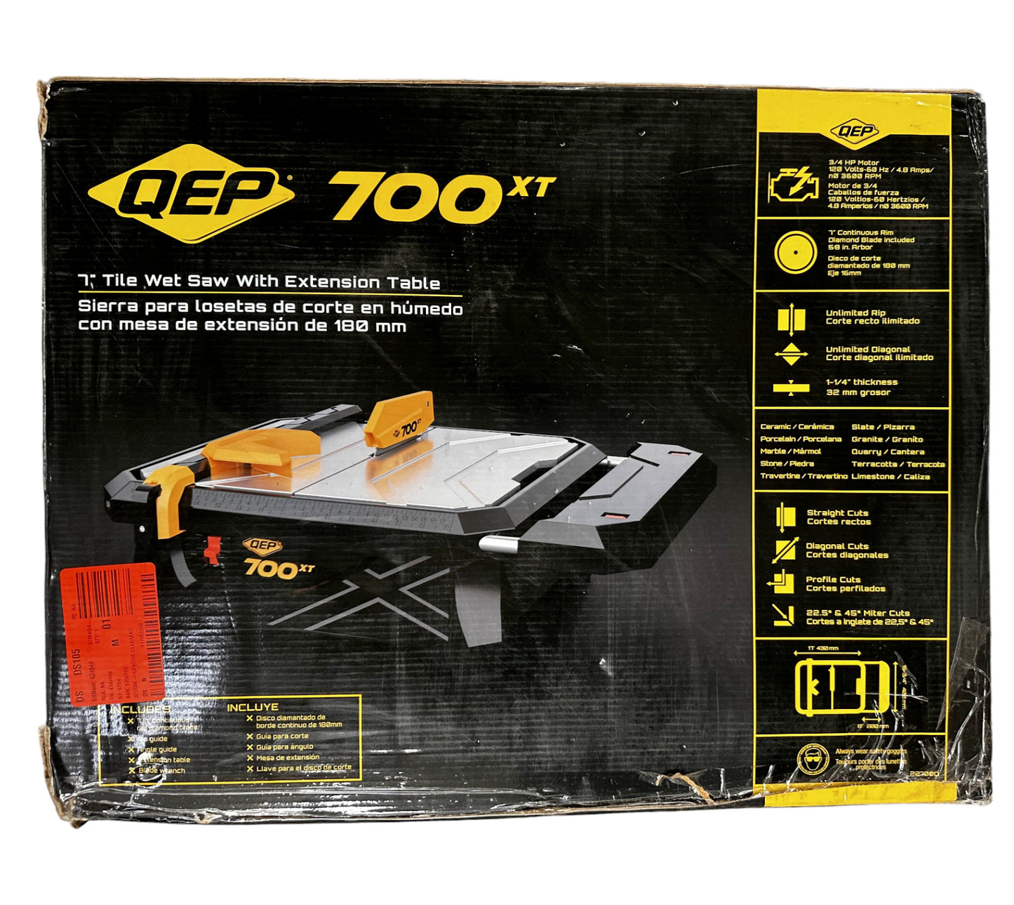 QEP 22700Q 7" 700XT Wet Tile Saw with Table Extension