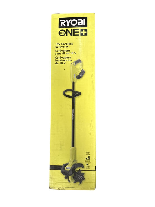 RYOBI ONE+ 18V 8" Cordless Cultivator with 4 Ah Battery & Charger