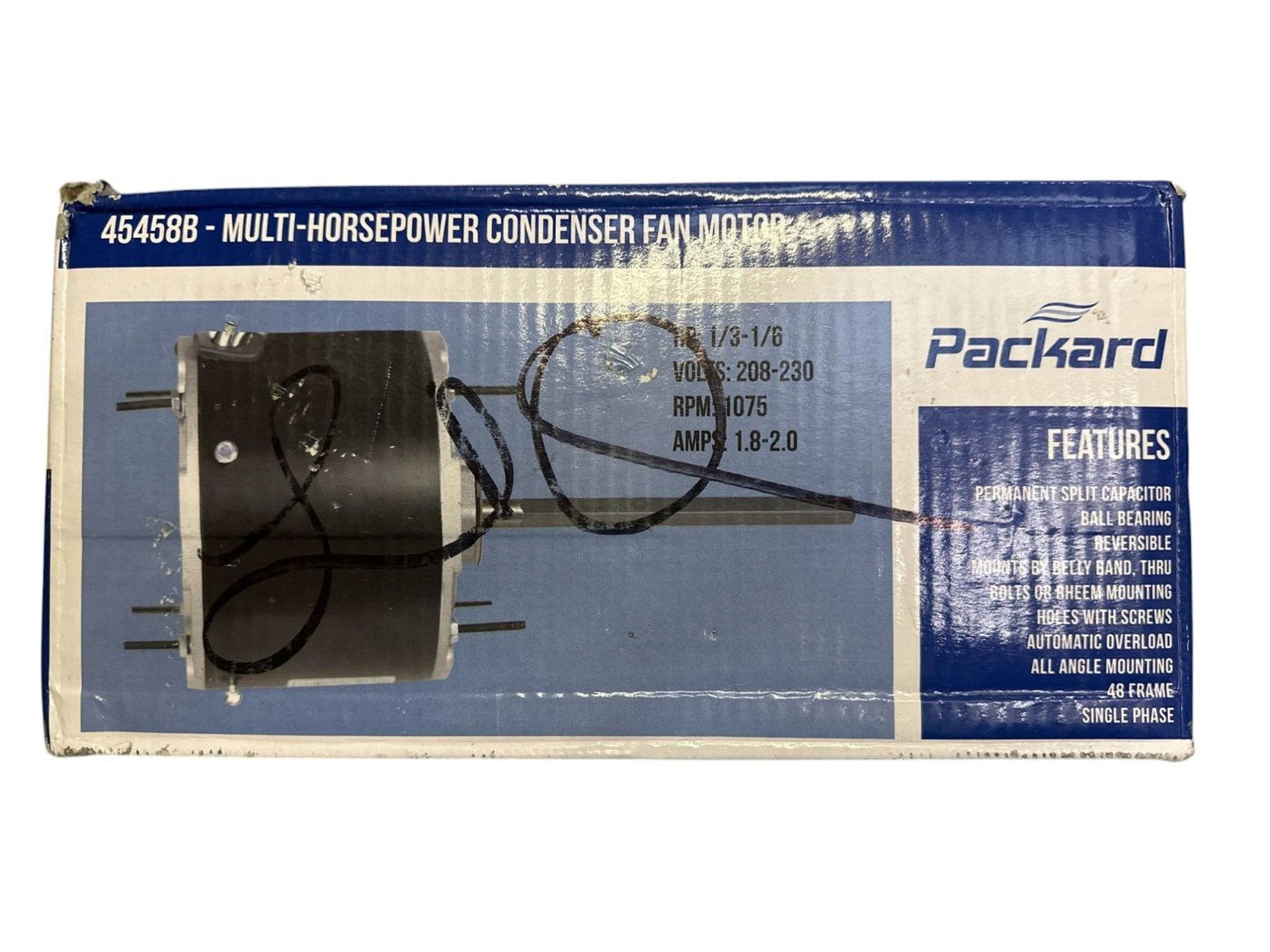 Packard Model 45488B Multi-Horsepower Condenser Fan Motor -UNTESTED-