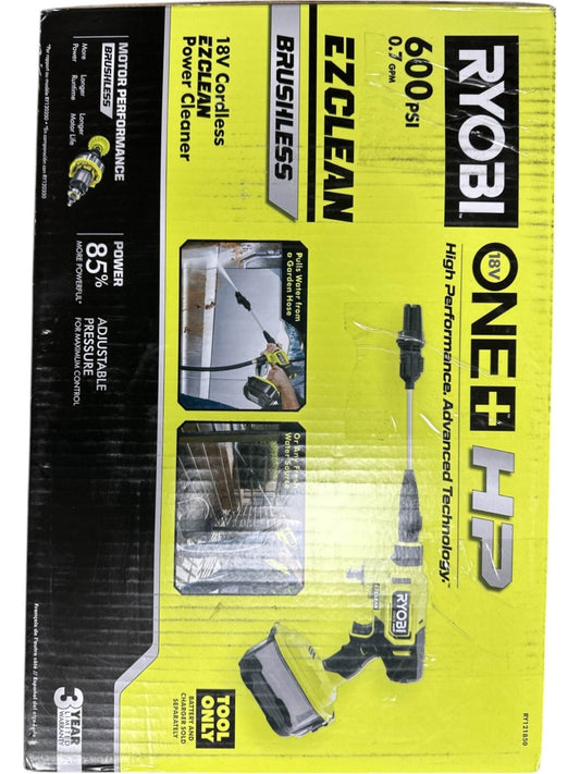 RYOBI ONE+ HP 18V Brushless EZClean 600 PSI Cordless Cold Water Power -USED-