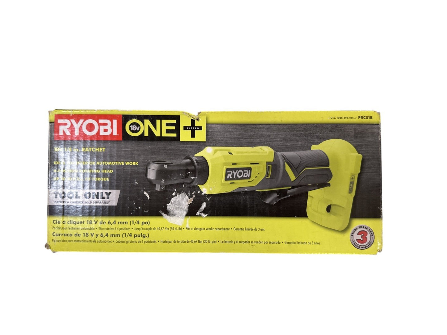 Ryobi PRC01B ONE+ 18V Cordless Lithium-Ion 1/4" Ratchet Brushed (Tool Only)