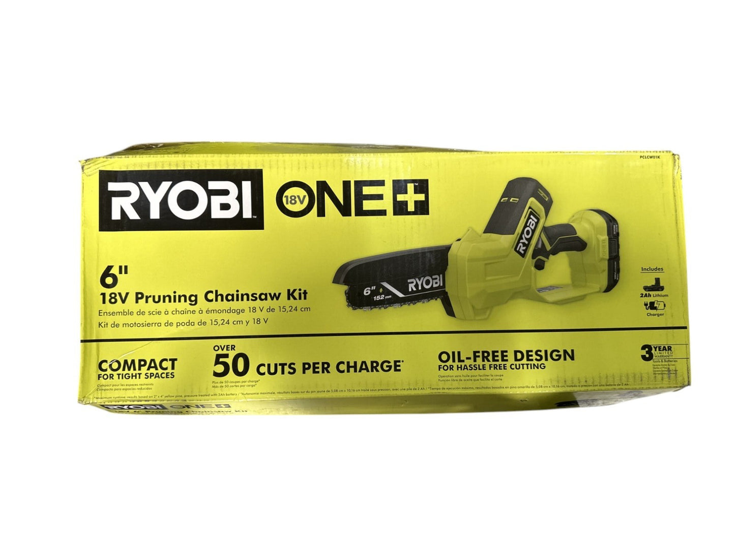 Ryobi PCLCW01K  One+ 18V 6" Cordless Compact Pruning Mini Chainsaw Kit -USED-