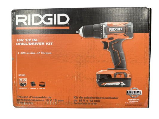 RIDGID R860010K 18V Cordless 1/2" Drill/Driver Kit w/ 2 Ah Battery and Charger