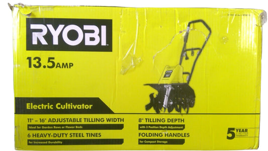 RYOBI 16" 13.5 Amp Corded Cultivator - RYAC701 -OPEN BOX-