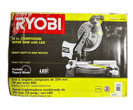 RYOBI TS1346 10" Compound Miter Saw with LED (MISSING WORK CLAMP)