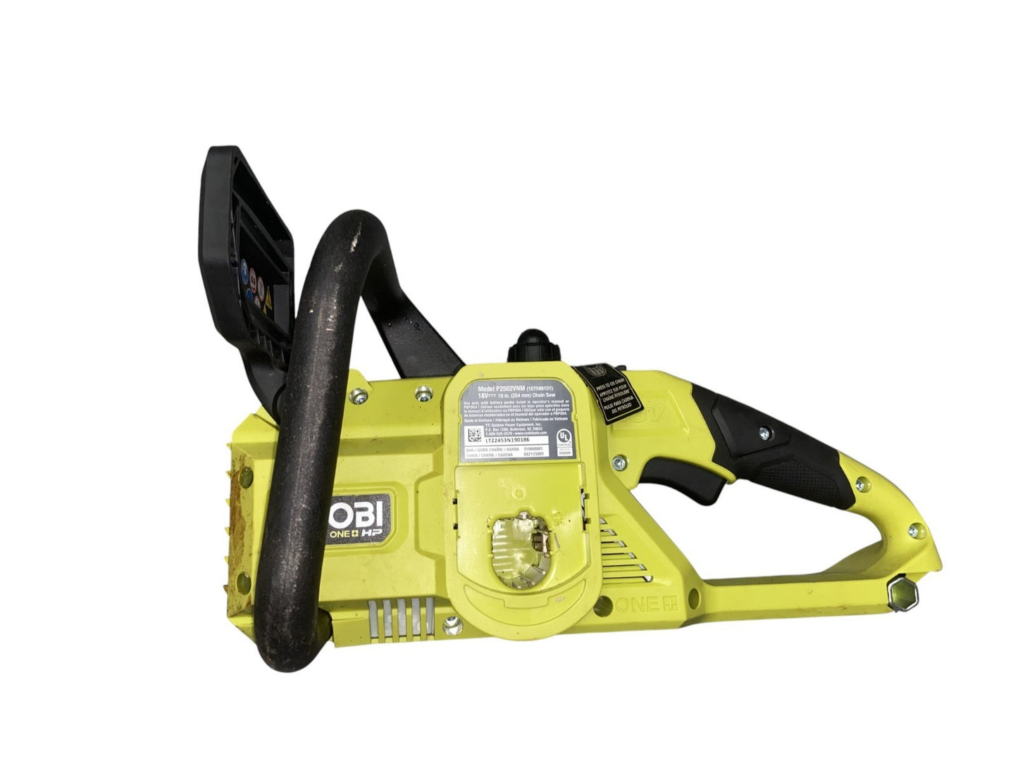 (Read) RYOBI P2520 18v 10" Brushless Chainsaw (TOOL ONLY) - MISSING CHAIN GUARD