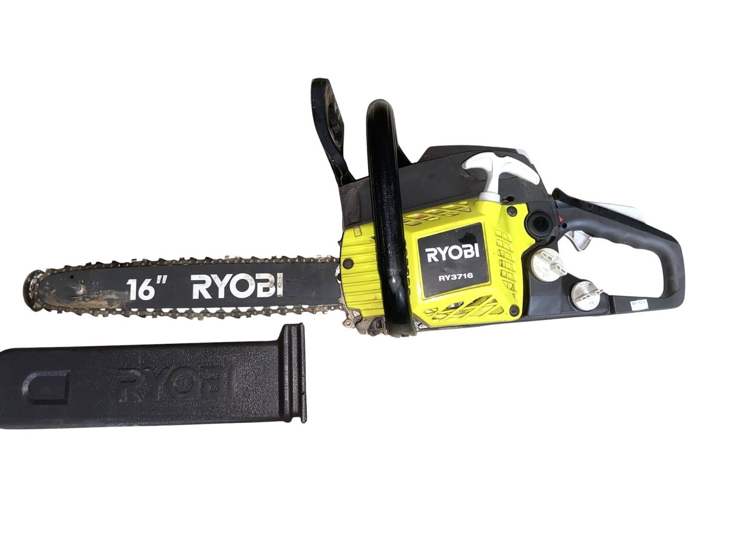 (BROKEN, FOR PARTS) - RYOBI RY3716 16 in. 37cc 2-Cycle Gas Chainsaw w/ Case