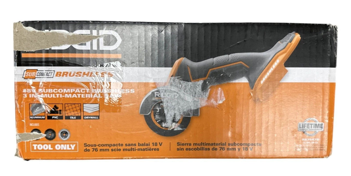 RIDGID R87547B 18V SUBCOMPACT BRUSHLESS 3" Multi Material Saw -TOOL ONLY-