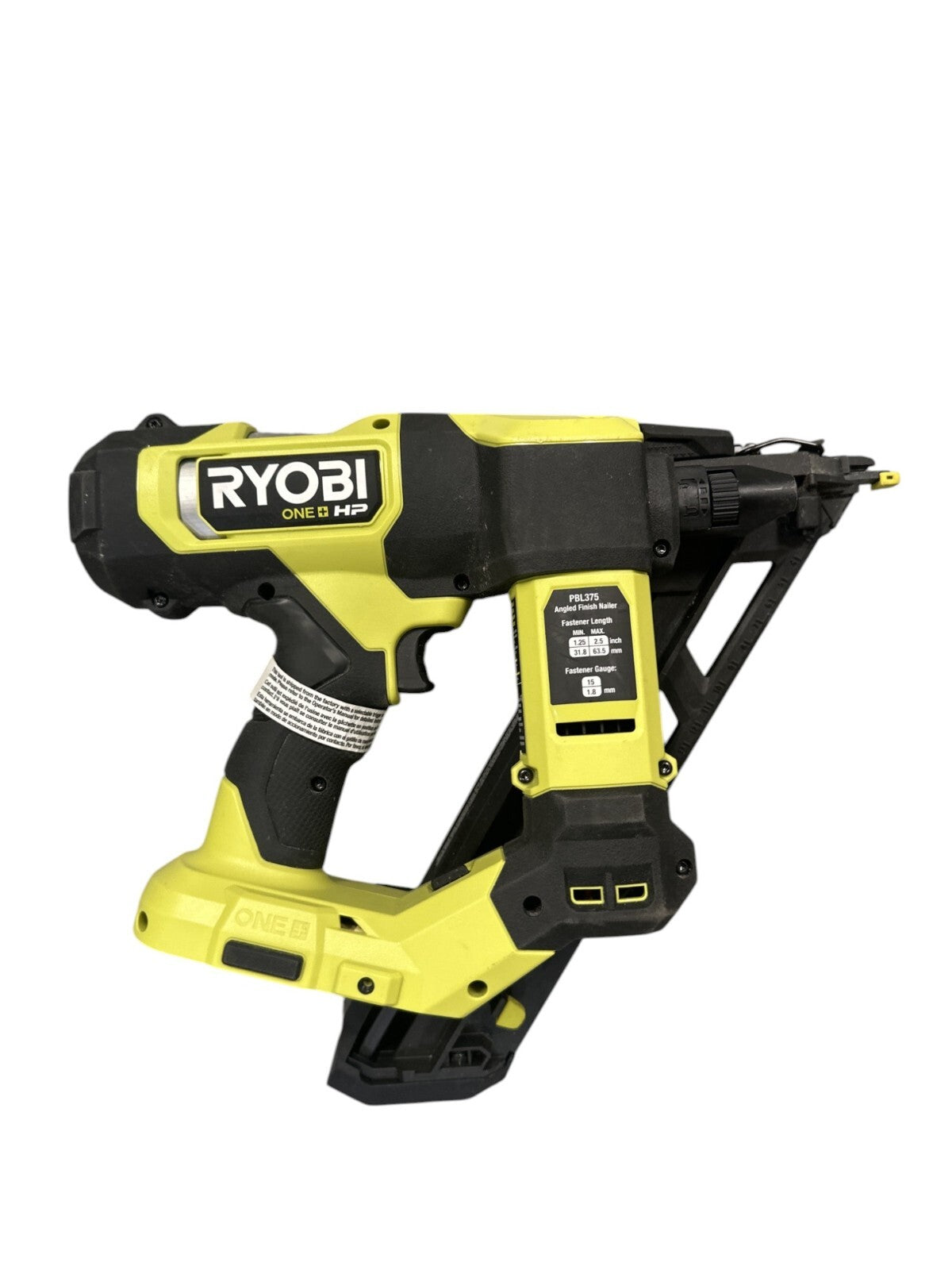 RYOBI PBL375B ONE+ HP 18V Brushless 15G 34 Angled Finish Nailer -Tool Only-