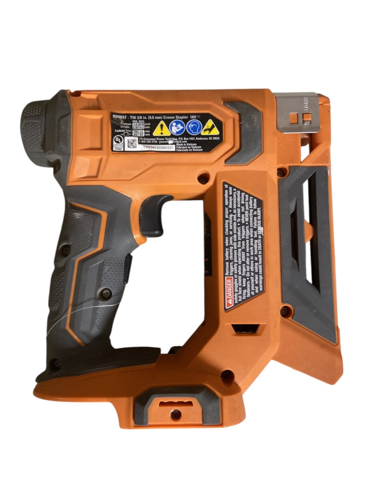 RIDGID 18V Cordless 3/8-inch Crown Stapler R09897 (Tool-Only)