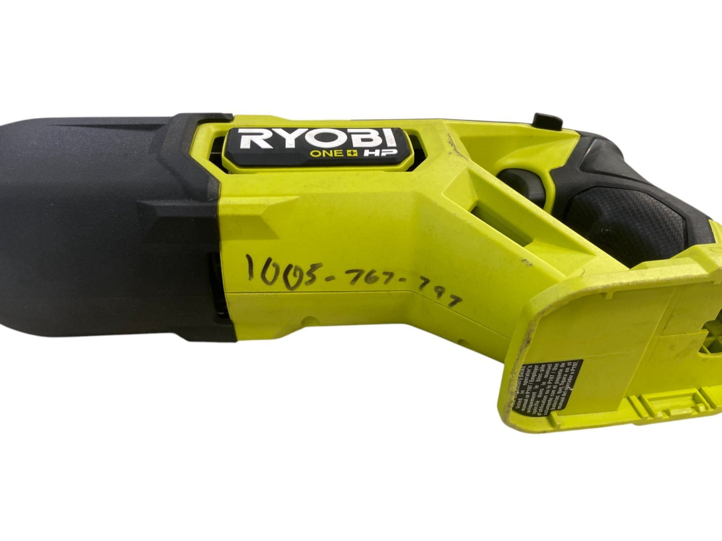 RYOBI ONE+ HP 18V Brushless Reciprocating Saw (Tool Only) WRITING ON TOOL