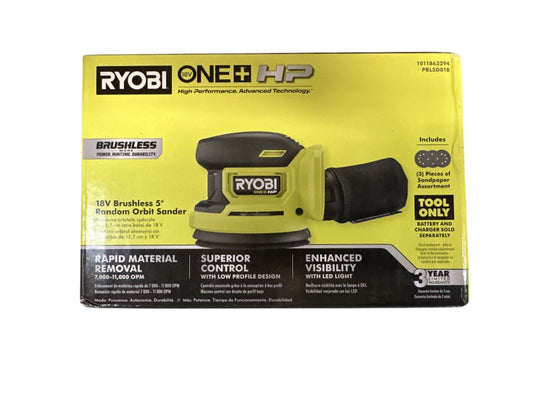 RYOBI PBLSD01B ONE+ HP 18V Brushless Cordless 5" Random Orbit Sander -Tool Only